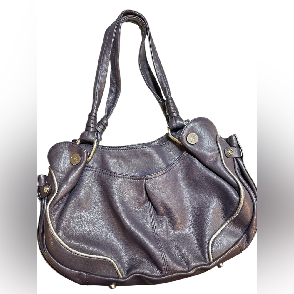 ❤️ LIKE NEW B MAKOWSKY EGGPLANT DEEP PURPLE SOFT LEATHER BAG. SILVER HARDWARE